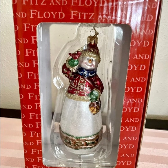 Fitz & Floyd Christmas Blown Glass Ornament Snowman New - Picture 10 of 10